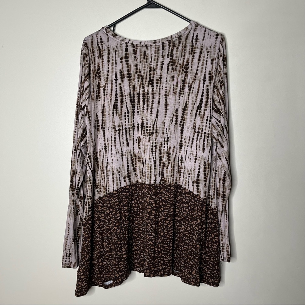 LOGO Lori Goldstein Tie Dye Like Long Sleeves Tunic  With Contrast Hemline SZ XL - Picture 10 of 13